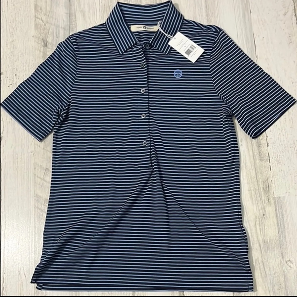 NWT Tory Sport Tory Burch Striped Cotton Polo Shirt
